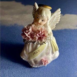 Vintage Lefton May Angel with Pink Flowers